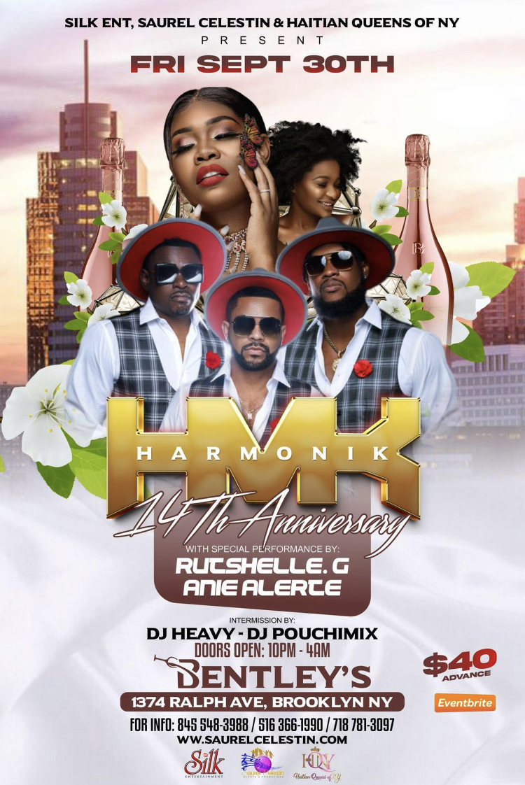 HARMONIK 14TH ANNIVERSARY WITH SPECIAL PERFORMANCE BY RUTSHELLE G. & ANIE ALERTE SEPTEMBER 30, 2022 BENTLEY'S 10 PM- 4 AM